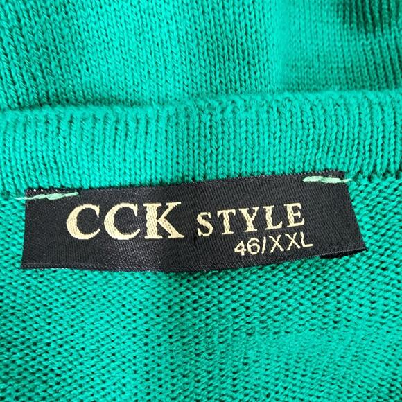 CCK Style Sweater Women Size 46 XXL Green Wool Blend V Neck High Low Lightweight - Picture 8 of 9